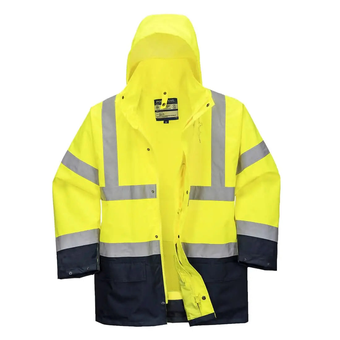 Hi Vis 5 In 1 Contrast Essential Jacket S766 - Yellow Navy - Customisable Multi-Way Jackets