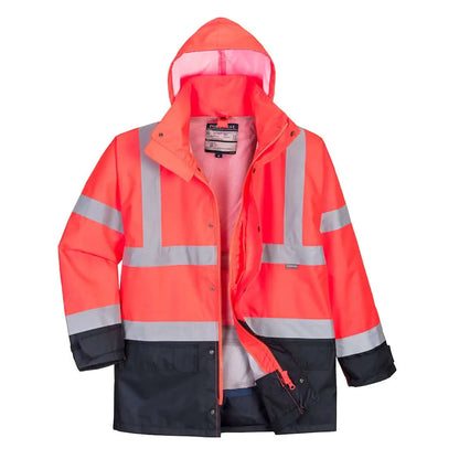 Hi Vis 5 In 1 Contrast Executive Jacket S768 - Red Navy - Customisable Multi-Way Jackets