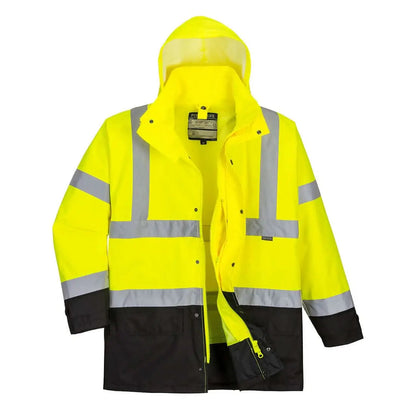 Hi Vis 5 In 1 Contrast Executive Jacket S768 - Yellow Black - Customisable Multi-Way Jackets