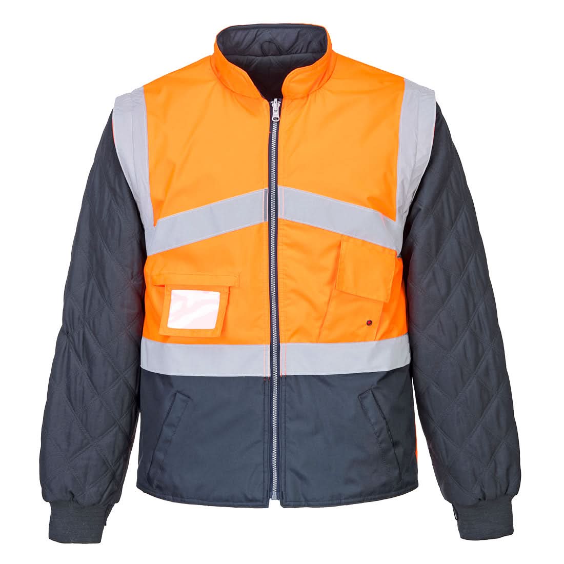 Portwest Hi Vis Breathable 2 In 1 Contrast Reversible Jacket S769 - Orange Navy - Customisable Jackets