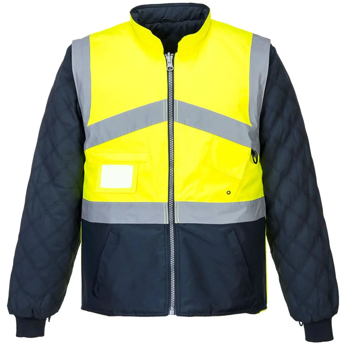 Hi Vis Breathable 2 In 1 Contrast Reversible Jacket S769 - Yellow Navy - Customisable Multi-Way Jackets