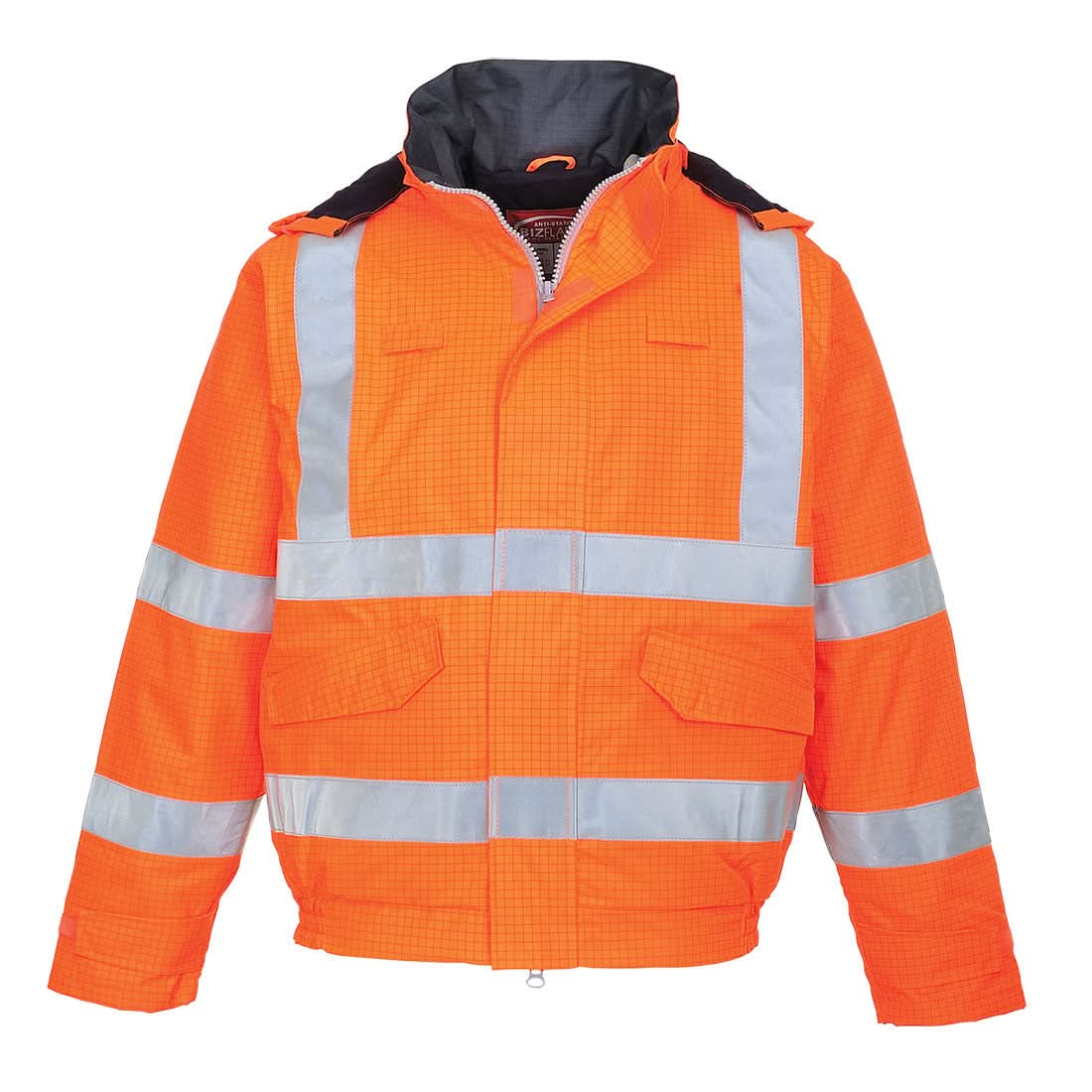 Portwest Bizflame Rain Hi Vis Anti Static Fr Bomber Jacket S773 - Orange - Customisable Jackets