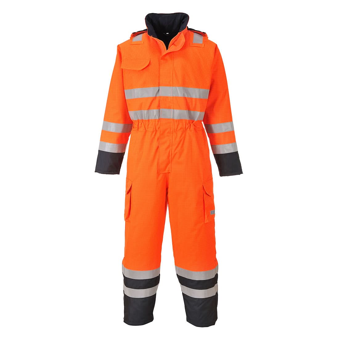 Portwest Bizflame Rain Hi Vis Multi Fr Coverall S775 - Orange Navy - Customisable HV Coverall