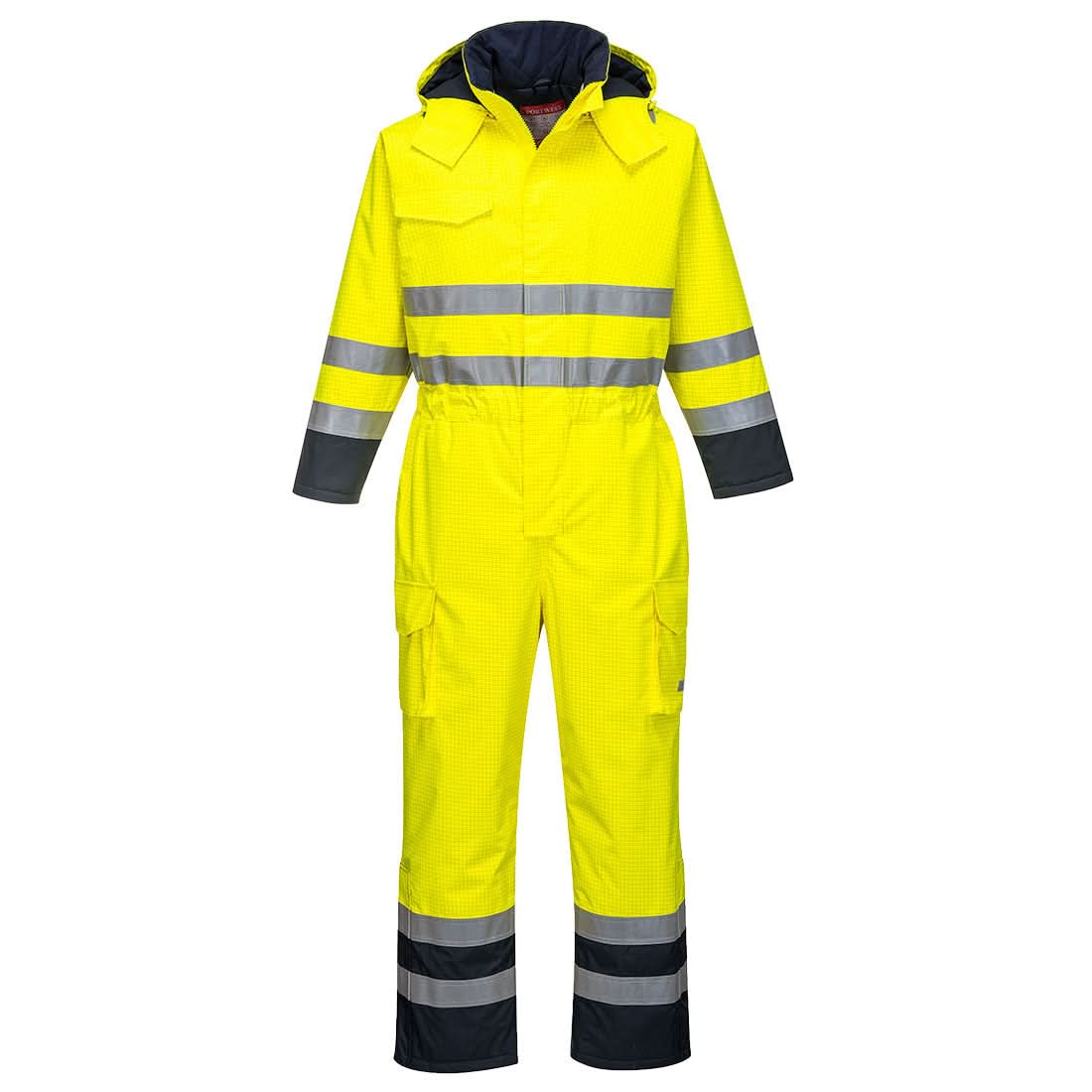 Portwest Bizflame Rain Hi Vis Multi Fr Coverall S775 - Yellow Navy - Customisable HV Coverall