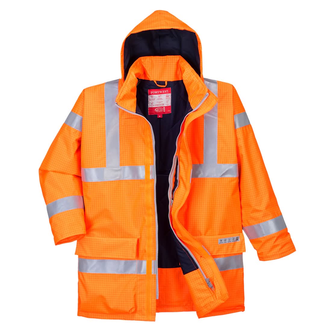 Portwest Bizflame Rain Hi Vis Anti Static Fr Jacket S778 - Orange - Customisable Jackets