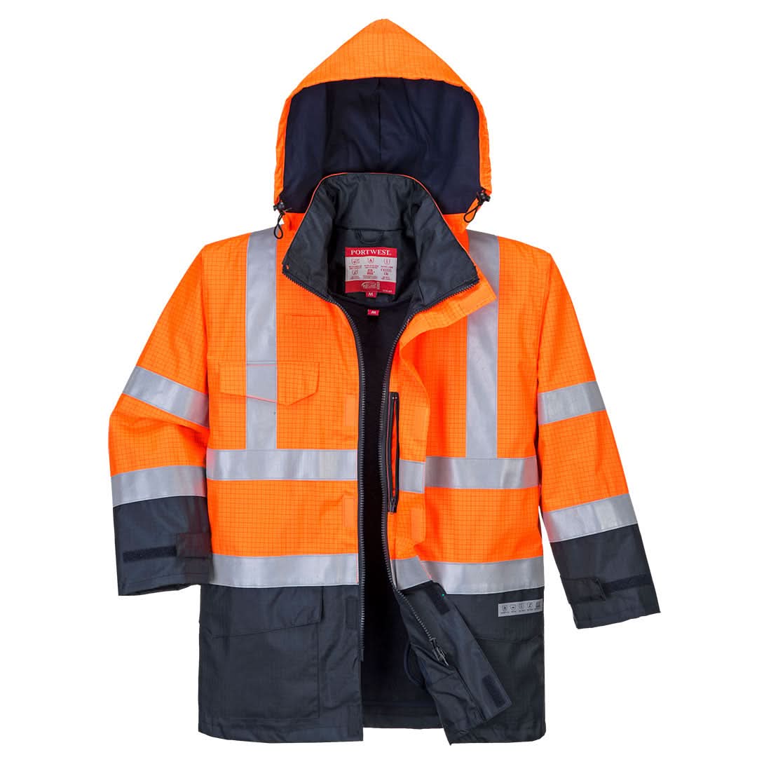 Portwest Bizflame Rain Hi Vis Multi Protection Fr Jacket S779 - Orange Navy - Customisable Jackets