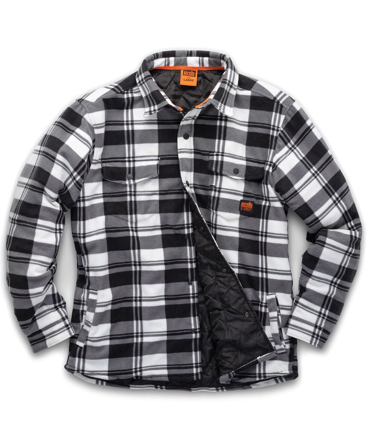 Scruffs Worker padded checked shirt SH053 - Black White - Customisable Shirts