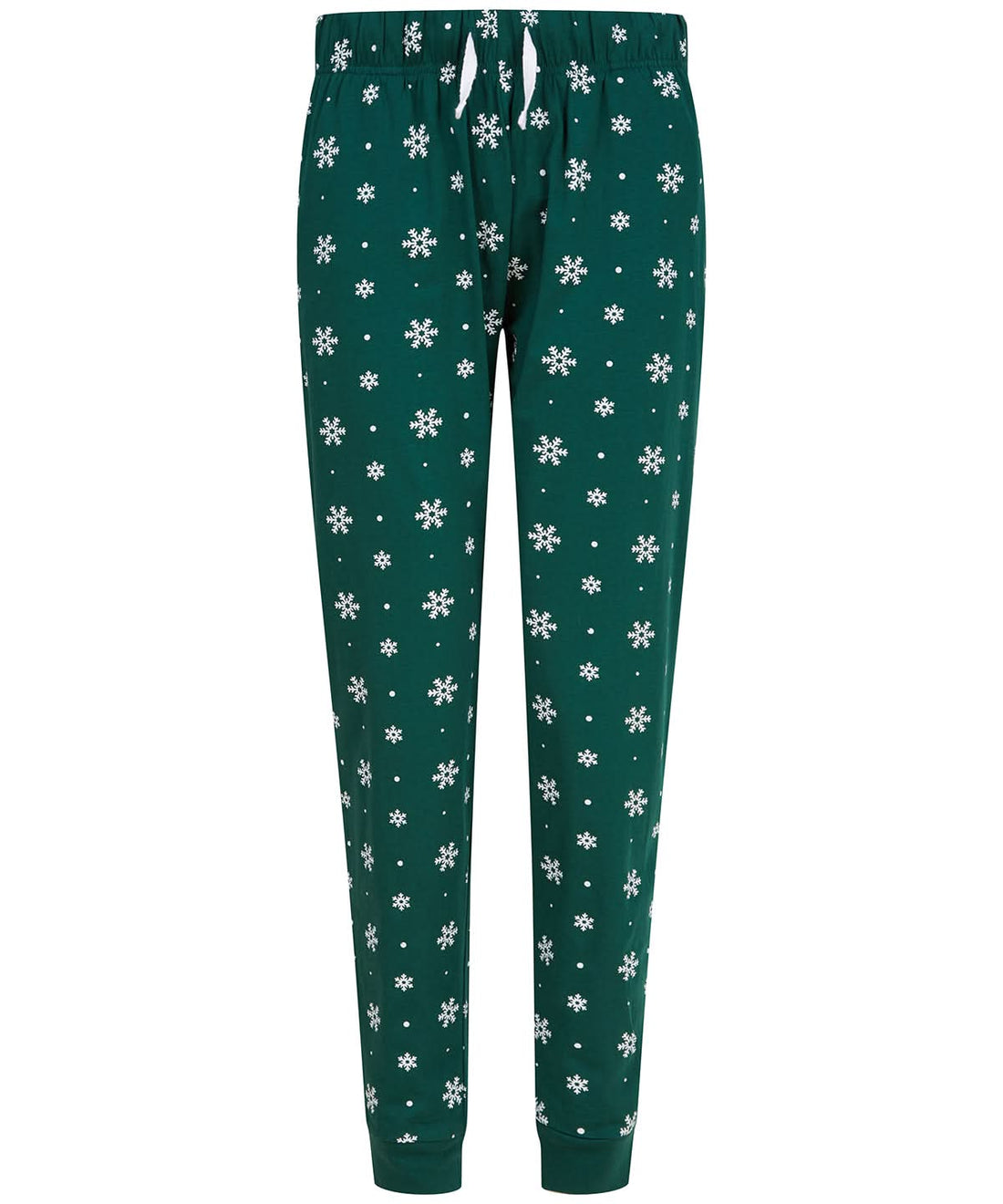SF Womens cuffed lounge pants SK085 - Bottle White Snowflakes - Customisable Loungewear Bottoms