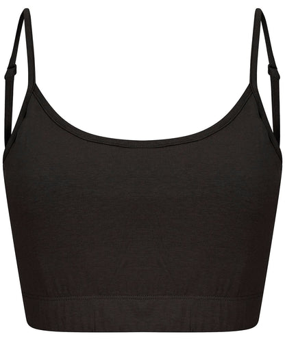 SF Womens sustainable fashion cropped cami top with adjustable straps SK230 - Black - Customisable T-Shirts