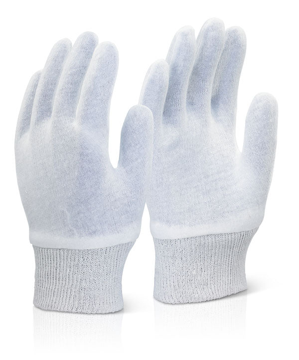 Beeswift Stockinette Super Knitwrist Gloves - White - Customisable Knitted
