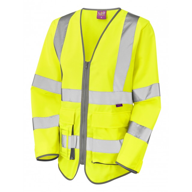 EcoViz Womens Sleeved Superior Orange Waistcoat Beaworthy SL12 - HV YELLOW - Customisable HV Vest