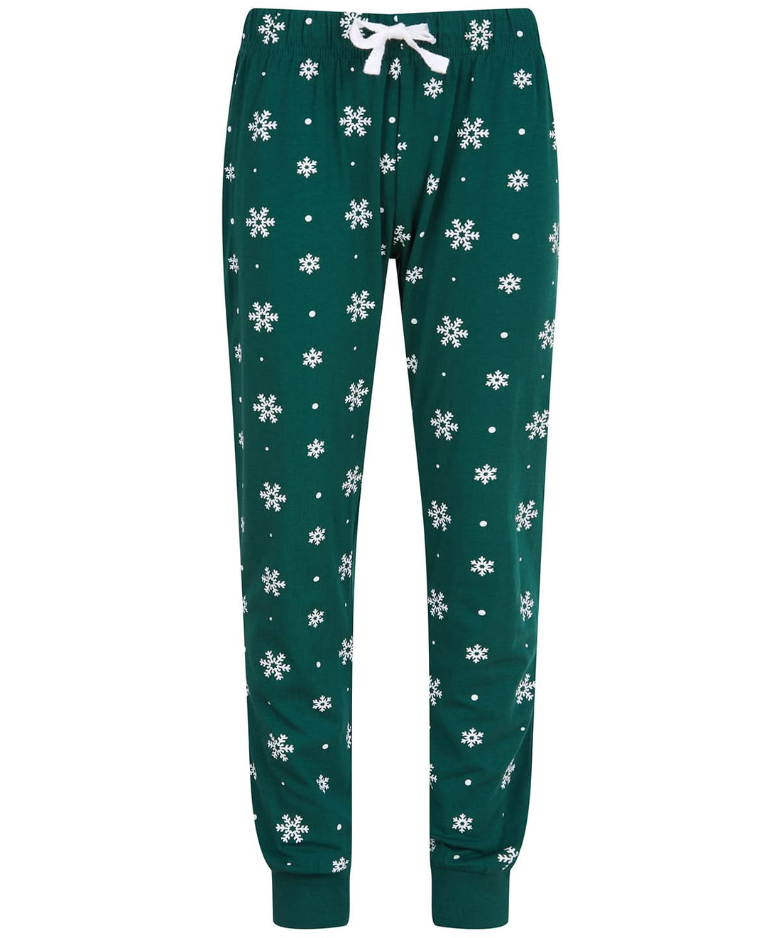 SF Kids cuffed lounge pants SM085 - Bottle White Snowflakes - Customisable Loungewear Bottoms