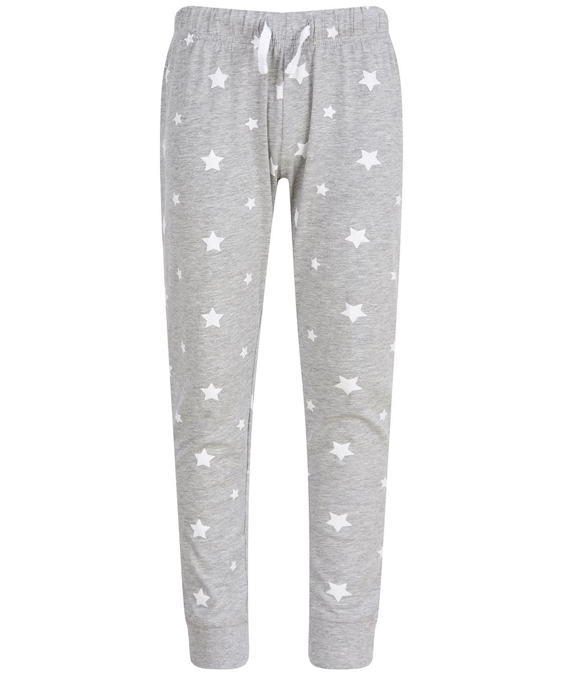 SF Kids cuffed lounge pants SM085 - Heather Grey White Stars - Customisable Loungewear Bottoms