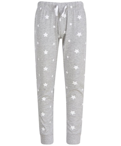 SF Kids cuffed lounge pants SM085 - Heather Grey White Stars - Customisable Loungewear Bottoms