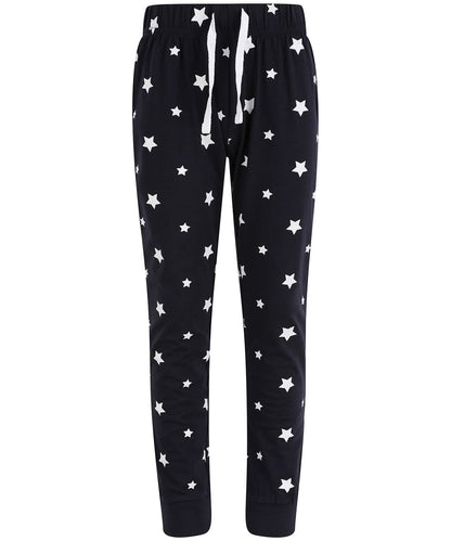 SF Kids cuffed lounge pants SM085 - Navy White Stars - Customisable Loungewear Bottoms