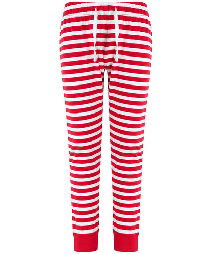 SF Kids cuffed lounge pants SM085 - Red White Stripes - Customisable Loungewear Bottoms
