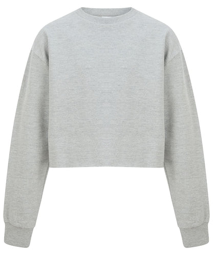 SF Kids cropped slounge sweat SM515 - Heather Grey - Customisable Sweatshirts