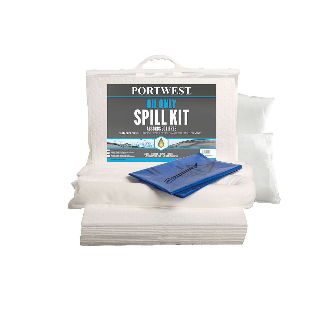 Portwest 50 Litre Oil Only Kit SM61 - White - Customisable PPE