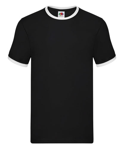 Fruit of the Loom Fruit Of The Loom Ringer T SS168 - Black White - Customisable T-Shirts