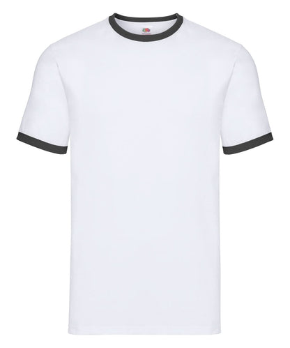 Fruit of the Loom Fruit Of The Loom Ringer T SS168 - White Black - Customisable T-Shirts