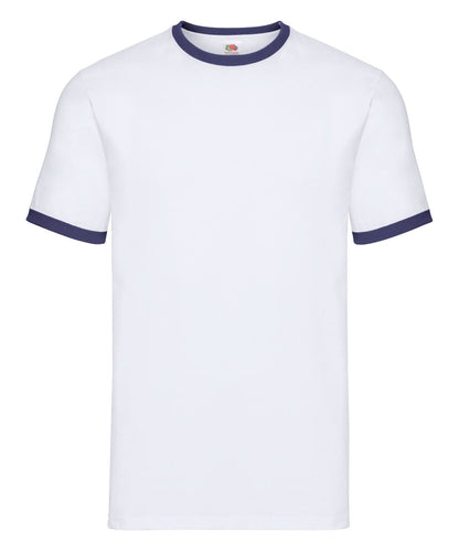 Fruit of the Loom Fruit Of The Loom Ringer T SS168 - White Navy - Customisable T-Shirts