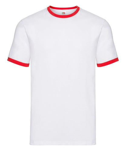 Fruit of the Loom Fruit Of The Loom Ringer T SS168 - White Red - Customisable T-Shirts