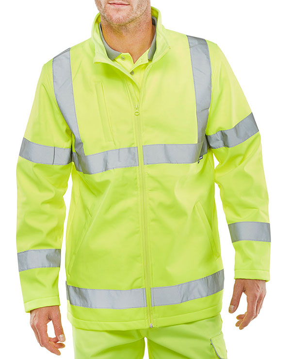 Beeswift Hi Vis Soft Shell Lightweight Jacket - Saturn Yellow - Customisable Jackets