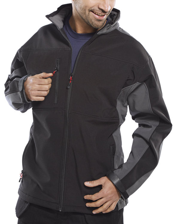 Beeswift Two Tone Soft Shell Jacket - Black Grey - Customisable Jackets