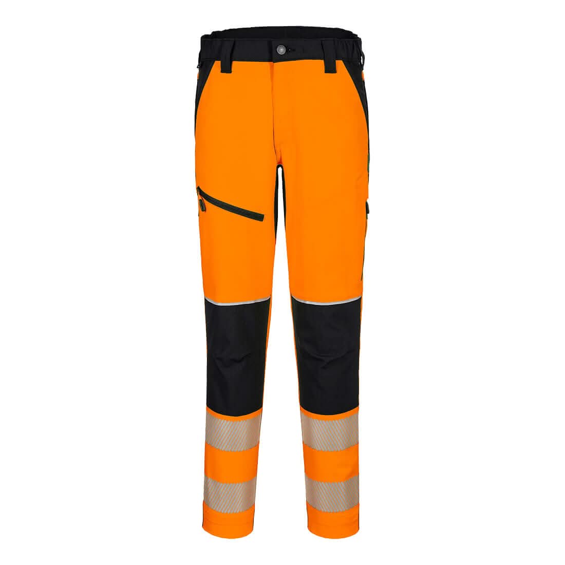 Portwest Pw3 Hi Vis Stretch Trouser T140 - Orange Black - Customisable Hi-Vis Trousers