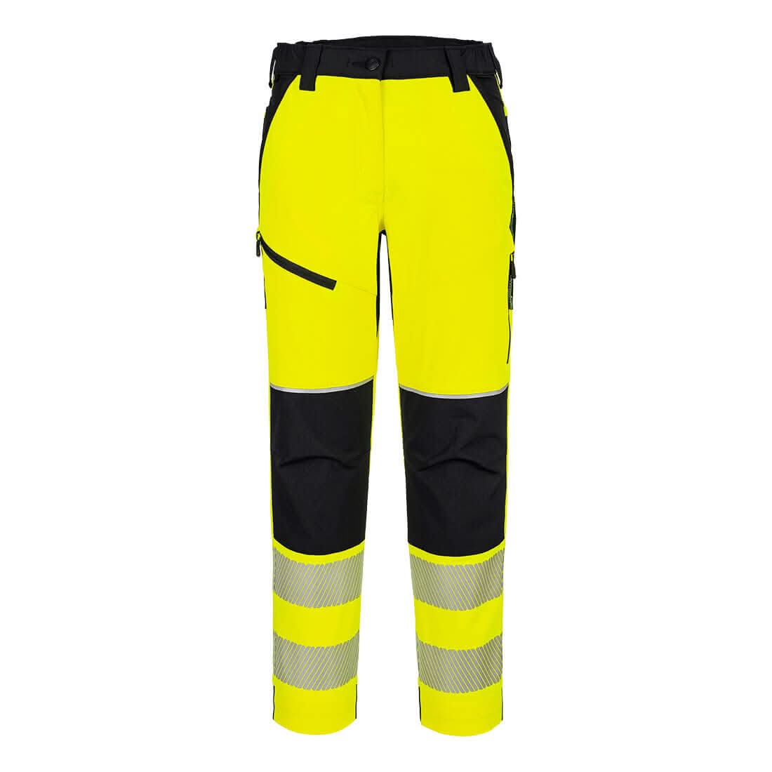 Portwest Pw3 Hi Vis WomenS Stretch Trouser T141 - Yellow Black - Customisable Hi-Vis Trousers