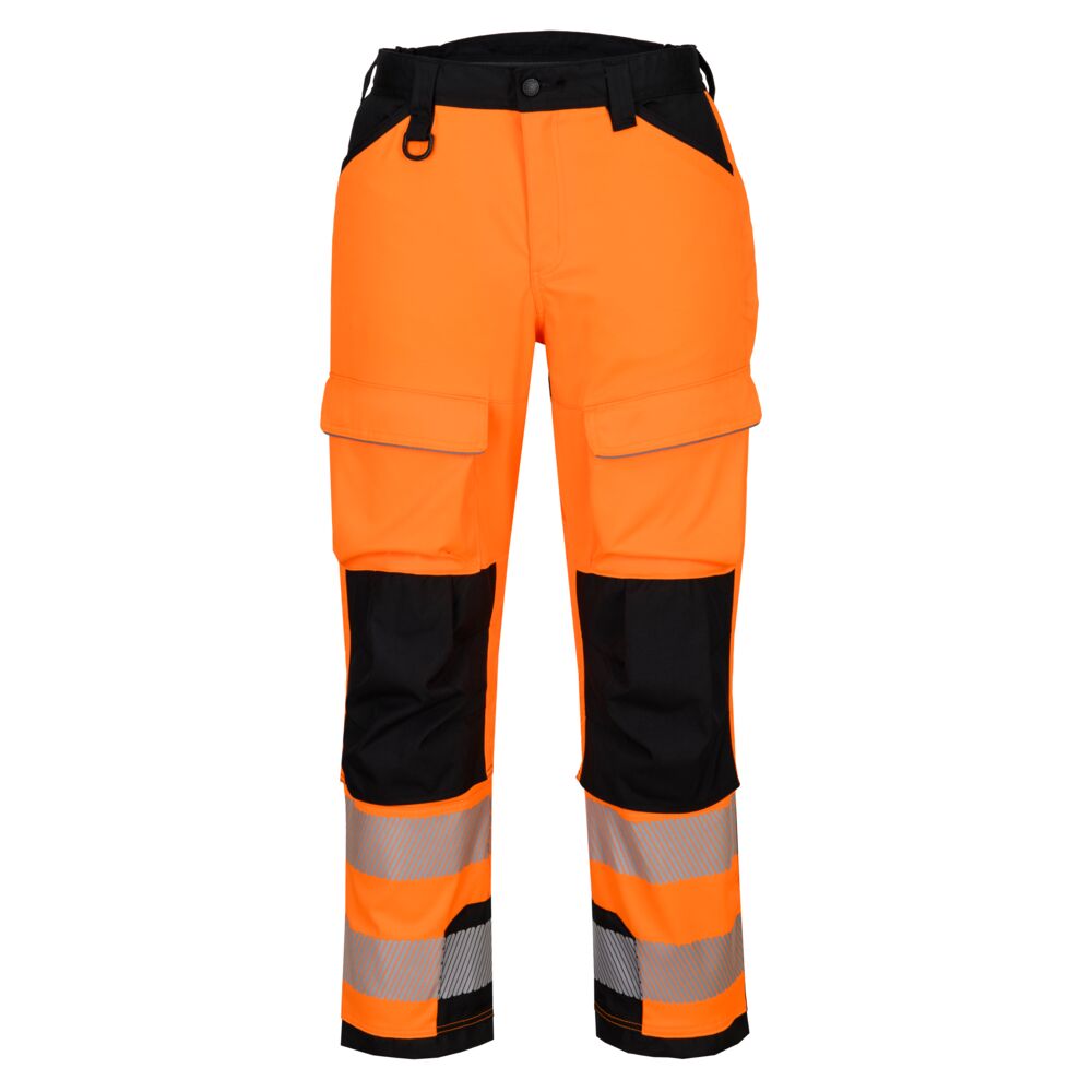 Pw3 Hi Vis Harness Trouser T142 - Orange Black - Customisable Work Trousers