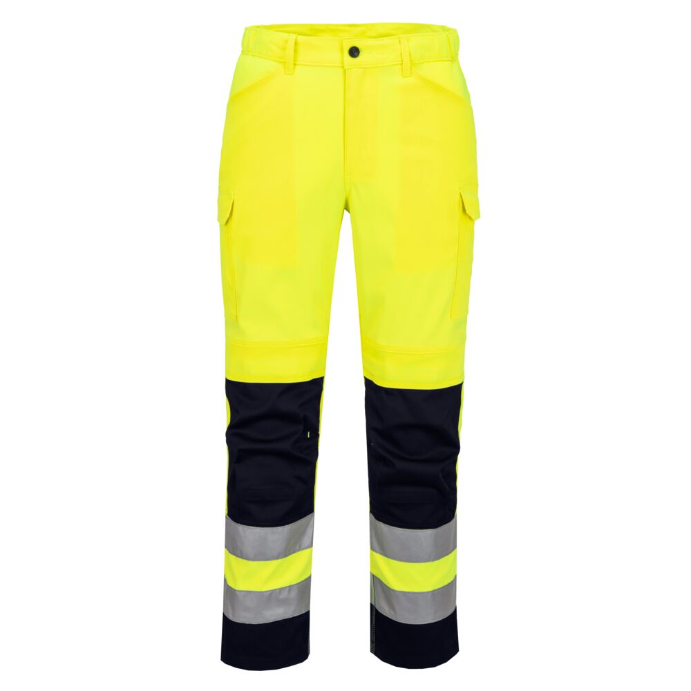 Hi Vis Mesh Panel Trousers T143 - Yellow Navy - Customisable Work Trousers