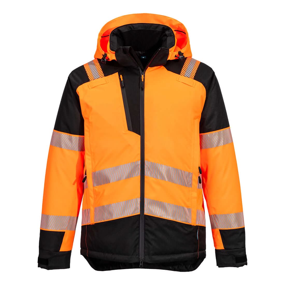 Portwest Pw3 Hi Vis Winter Jacket T160 - Orange Black - Customisable Jackets