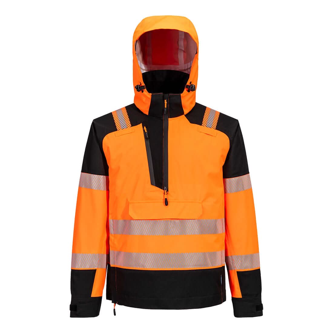 Portwest Pw3 Hi Vis Overhead Rain Jacket 3L T161 - Orange Black - Customisable Jackets