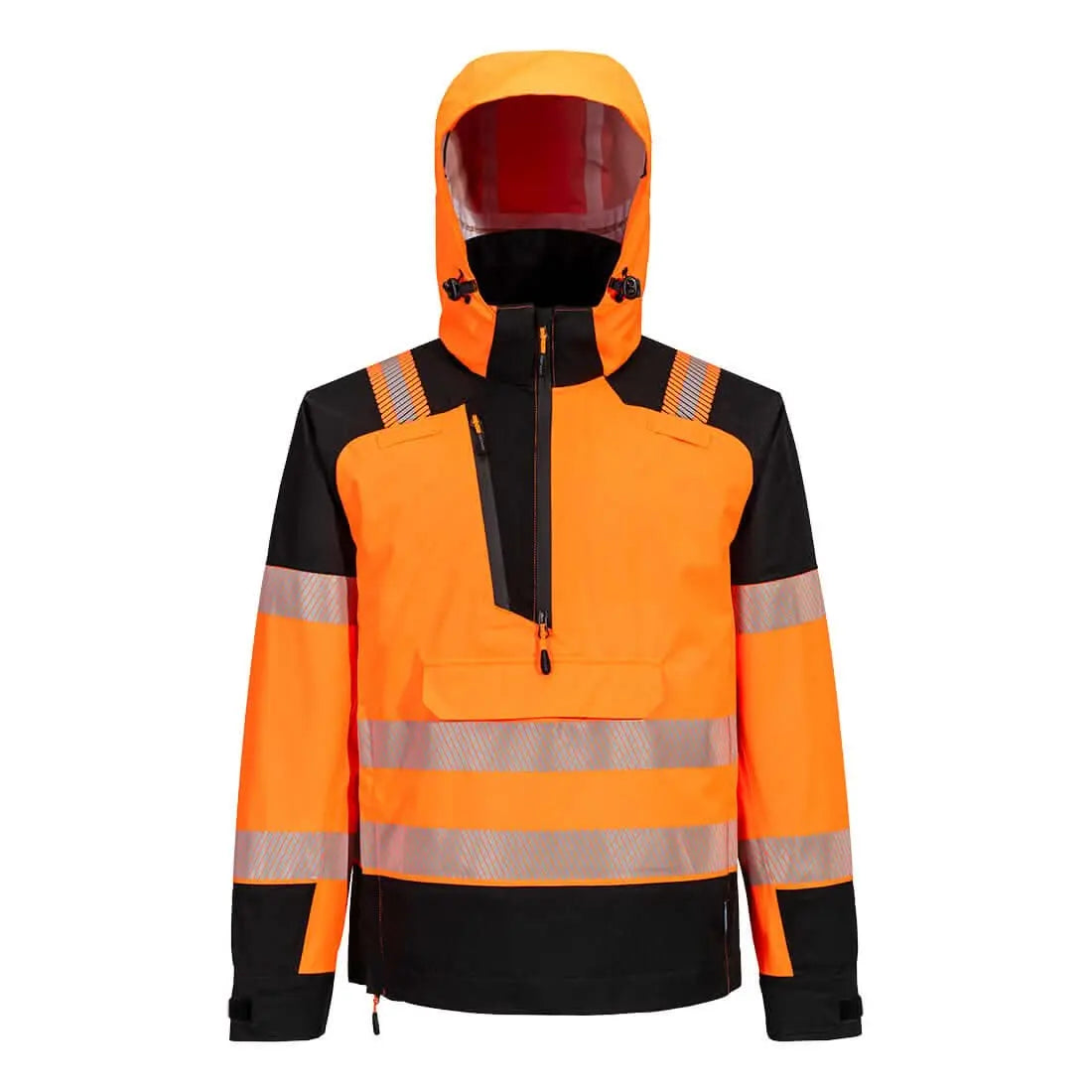 Pw3 Hi Vis Overhead Rain Jacket (3 L) T161 - Orange Black - Customisable Rain Jackets