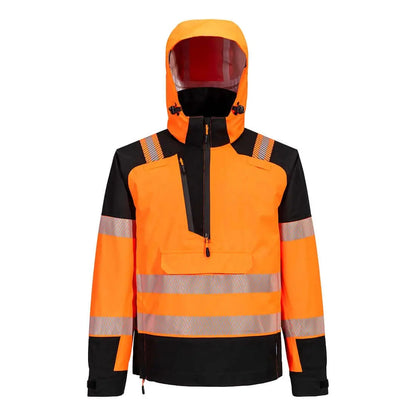 Pw3 Hi Vis Overhead Rain Jacket (3 L) T161 - Orange Black - Customisable Rain Jackets