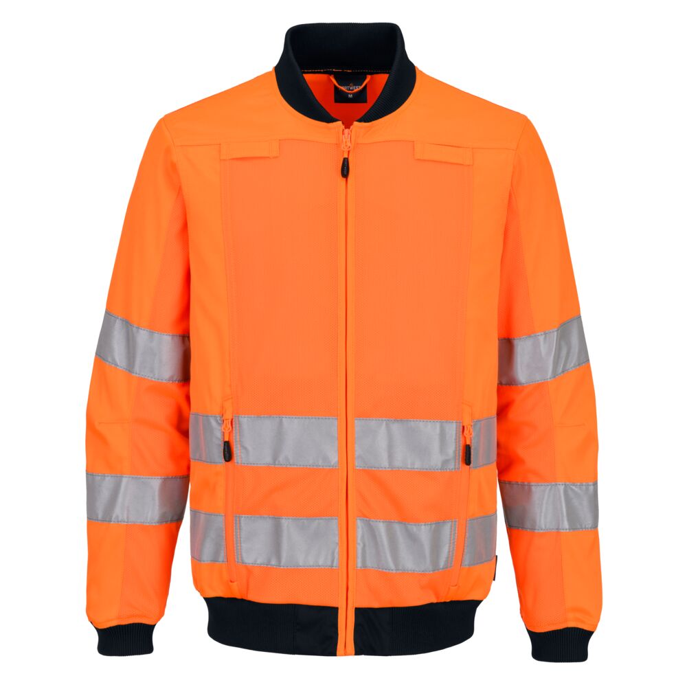 Hi Vis Mesh Panel Work Jacket T164 - Orange Navy - Customisable Work Jackets
