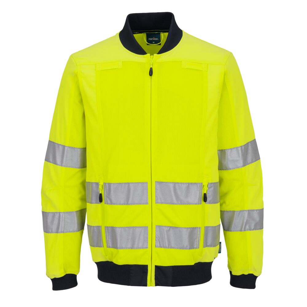 Hi Vis Mesh Panel Work Jacket T164 - Yellow Navy - Customisable Work Jackets