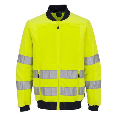 Hi Vis Mesh Panel Work Jacket T164 - Yellow Navy - Customisable Work Jackets