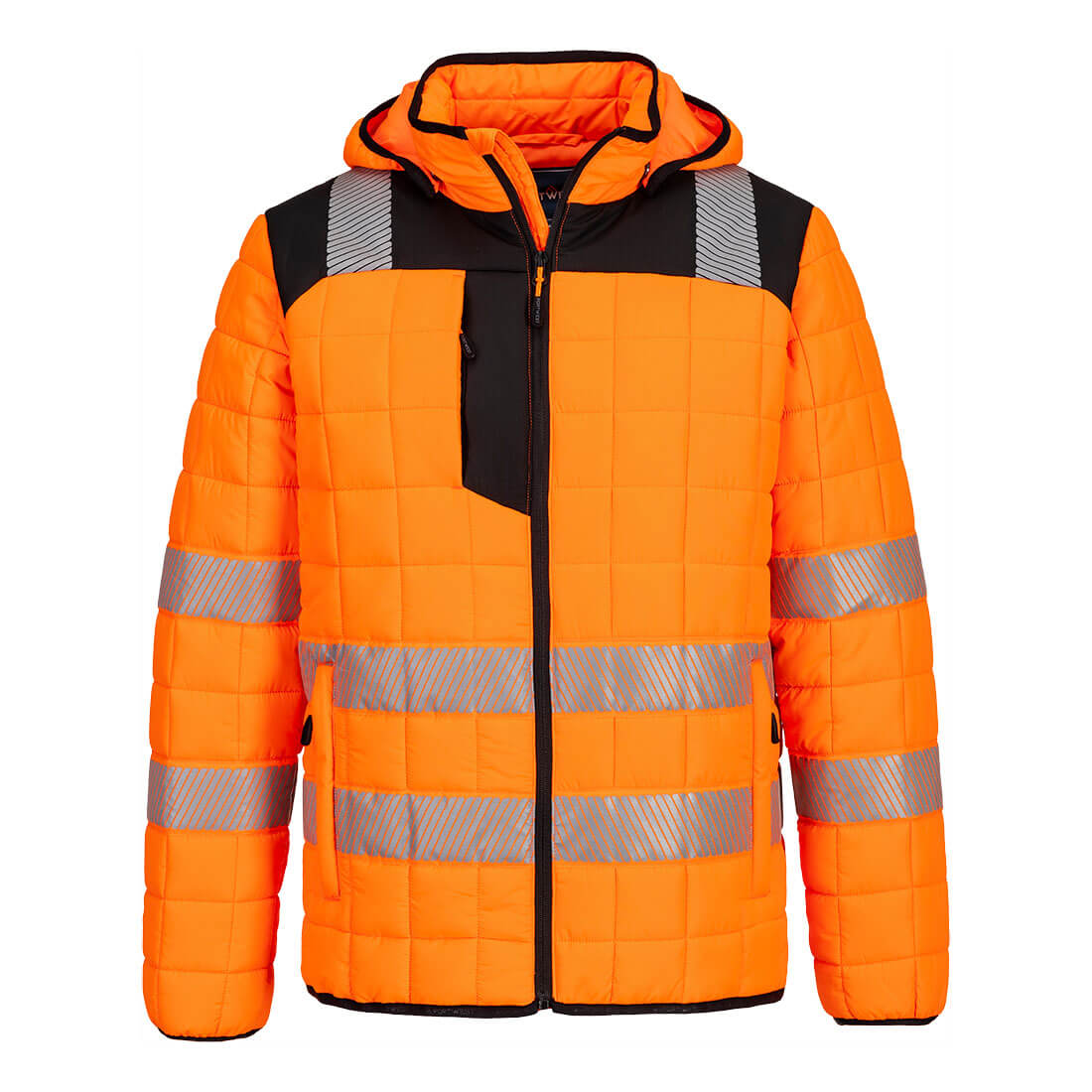 Pw3 Hi Vis Square Baffle Jacket T165 - Orange Black - Customisable Baffle Jackets