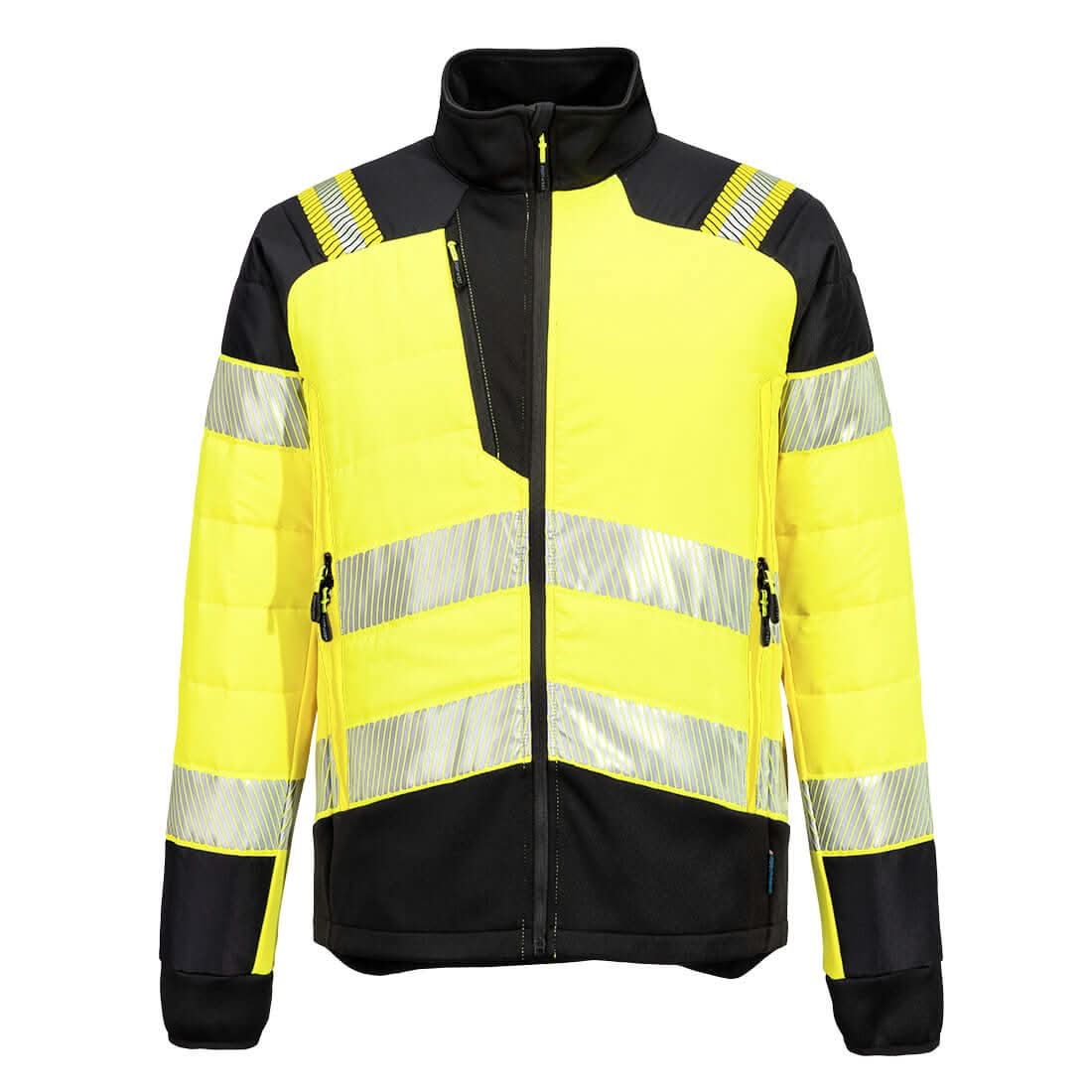 Portwest Pw3 Hi Vis Hybrid Baffle Jacket T170 - Yellow Black - Customisable Jackets