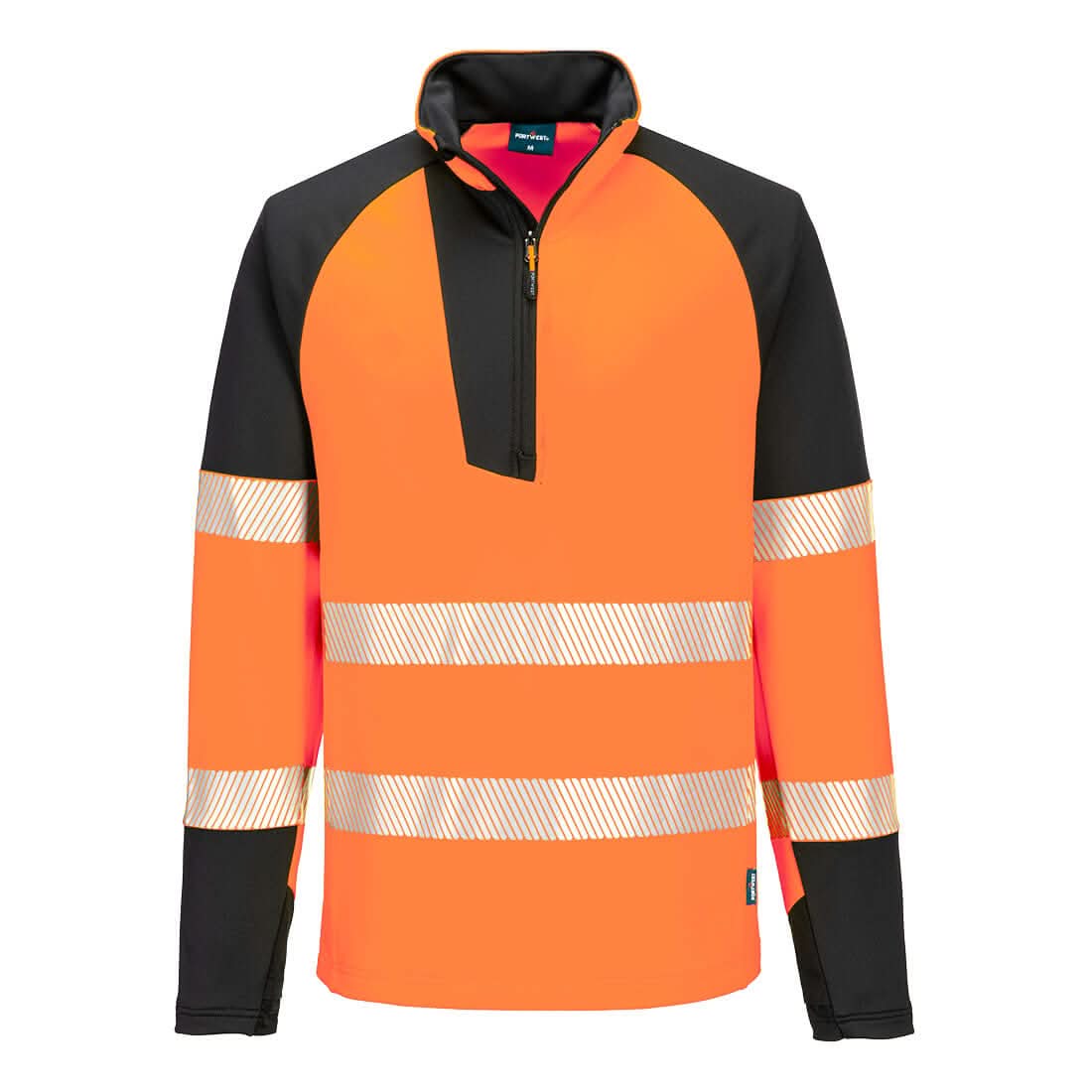 Portwest Pw3 Hi Vis 14 Zip Sweatshirt T172 - Orange Black - Customisable Hi-Vis Sweatshirt
