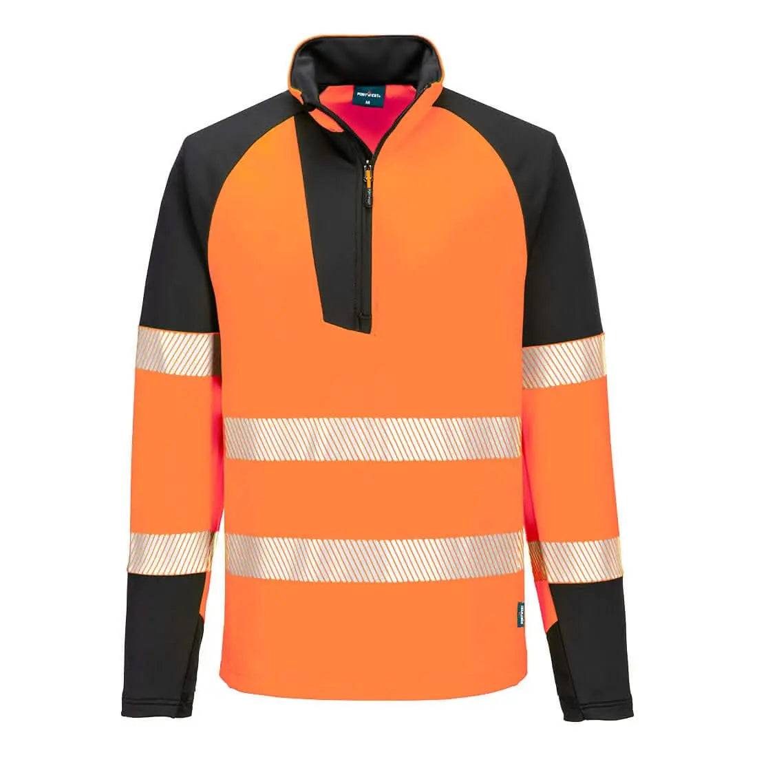 Pw3 Hi Vis 1/4 Zip Sweatshirt T172 - Orange Black - Customisable Sweatshirts