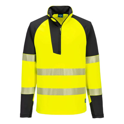 Portwest Pw3 Hi Vis 14 Zip Sweatshirt T172 - Yellow Black - Customisable Hi-Vis Sweatshirt