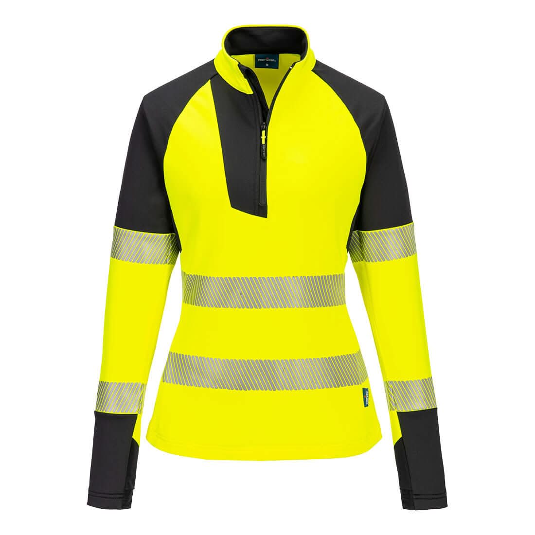 Portwest Pw3 Hi Vis WomenS 14 Zip Sweatshirt T173 - Yellow Black - Customisable Hi-Vis Sweatshirt