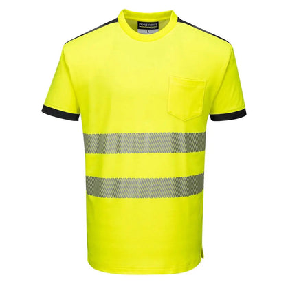 Pw3 Hi Vis Cotton Comfort T Shirt S/S T181 - Yellow Black - Customisable T-Shirt