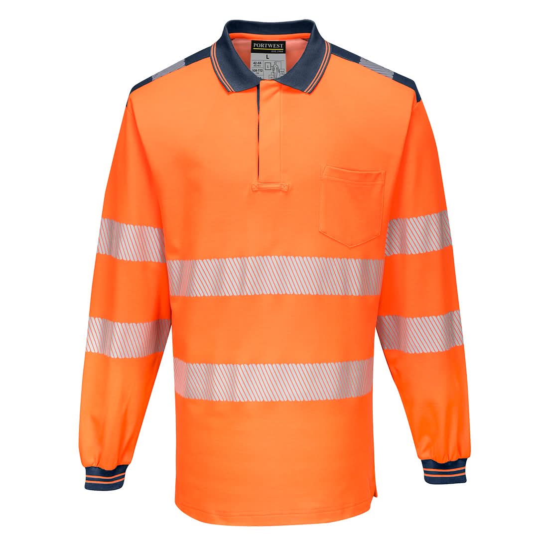Portwest Pw3 Hi Vis Cotton Comfort Polo Shirt LS T184