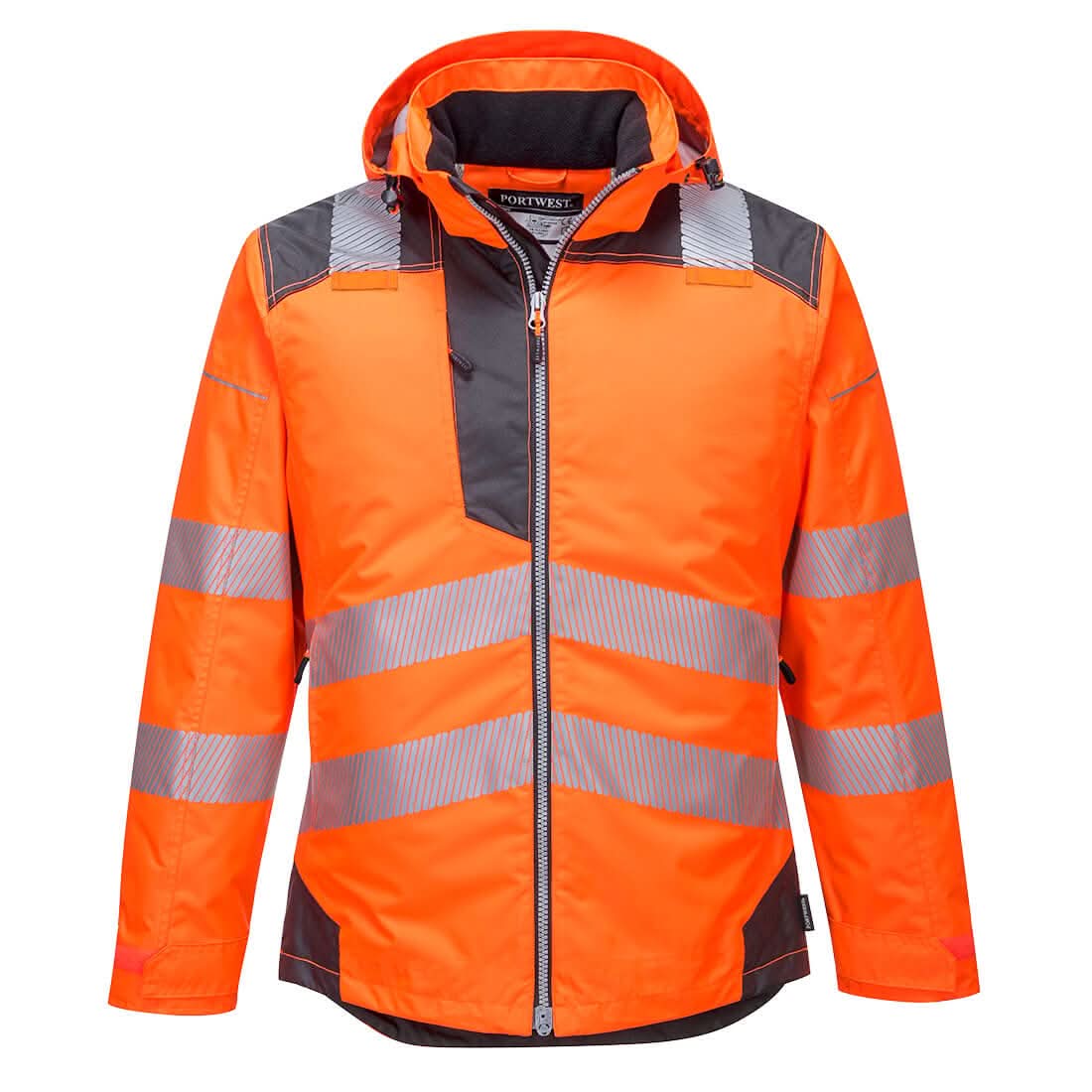 Portwest Pw3 Hi Vis Winter Jacket T400 - Orange Grey - Customisable Jackets