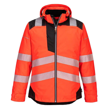 Pw3 Hi Vis Winter Jacket T400 - Red Black - Customisable Insulated Jackets