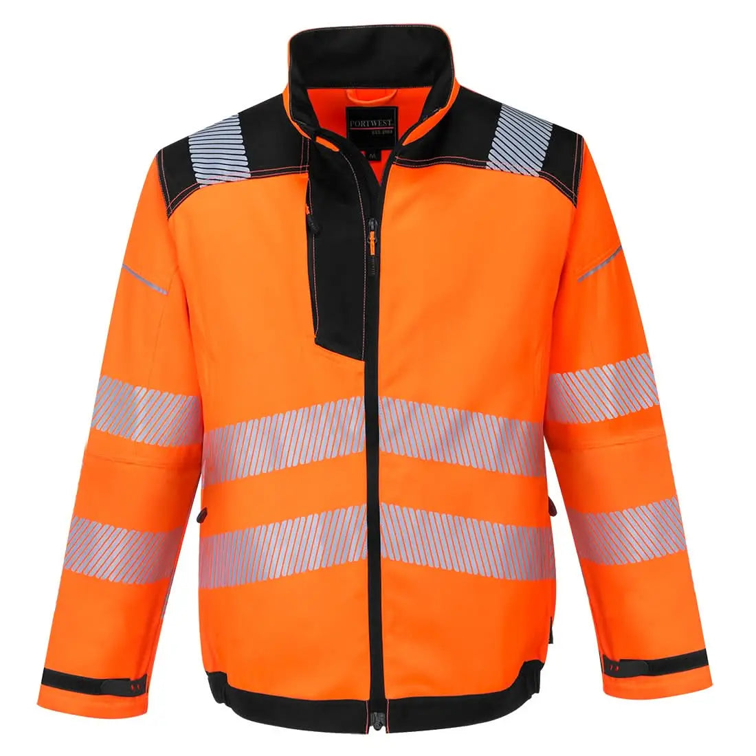 Pw3 Hi Vis Work Jacket T500 - Orange Black - Customisable Work Jackets